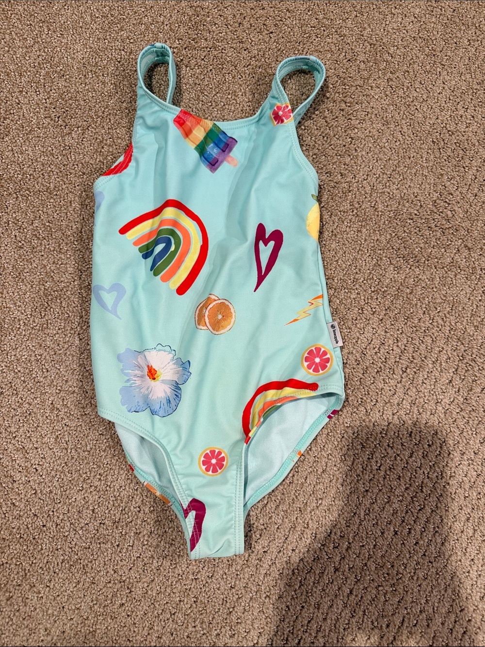 Limeapple Aqua One-Piece with Rainbow & Floral Prints